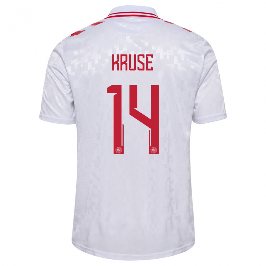 Hombre Camiseta Dinamarca David Kruse #14 Blanco 2ª Equipación 24-26 La Camisa Argentina