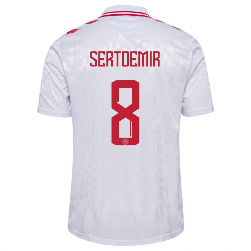 Hombre Camiseta Dinamarca Zidan Sertdemir #8 Blanco 2ª Equipación 24-26 La Camisa Argentina