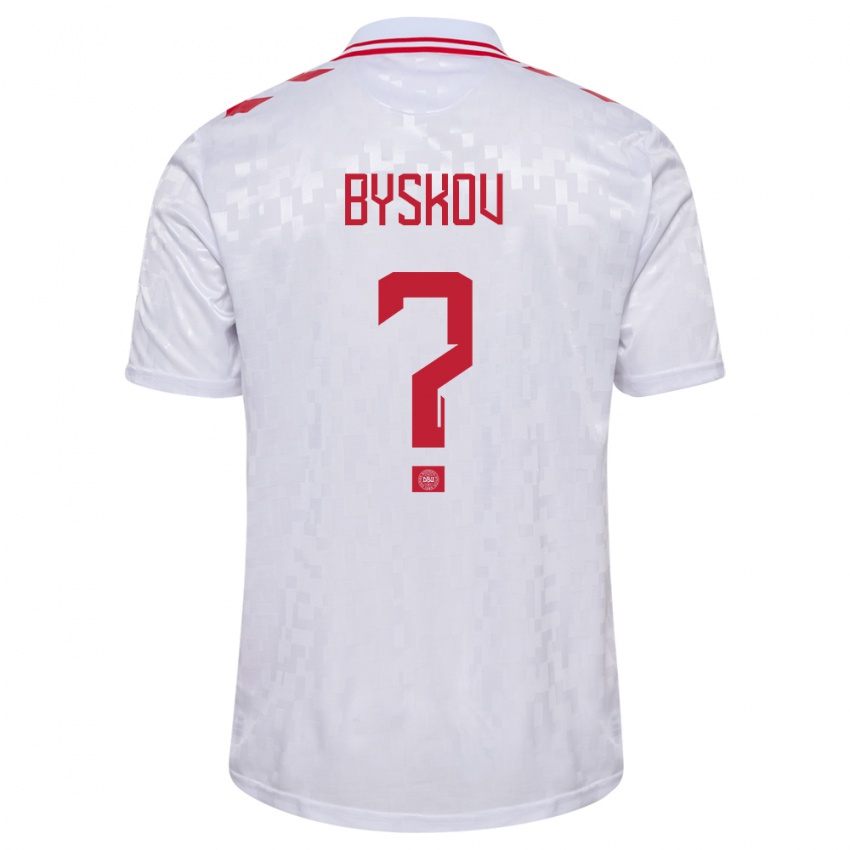 Hombre Camiseta Dinamarca Valdemar Byskov #0 Blanco 2ª Equipación 24-26 La Camisa Argentina