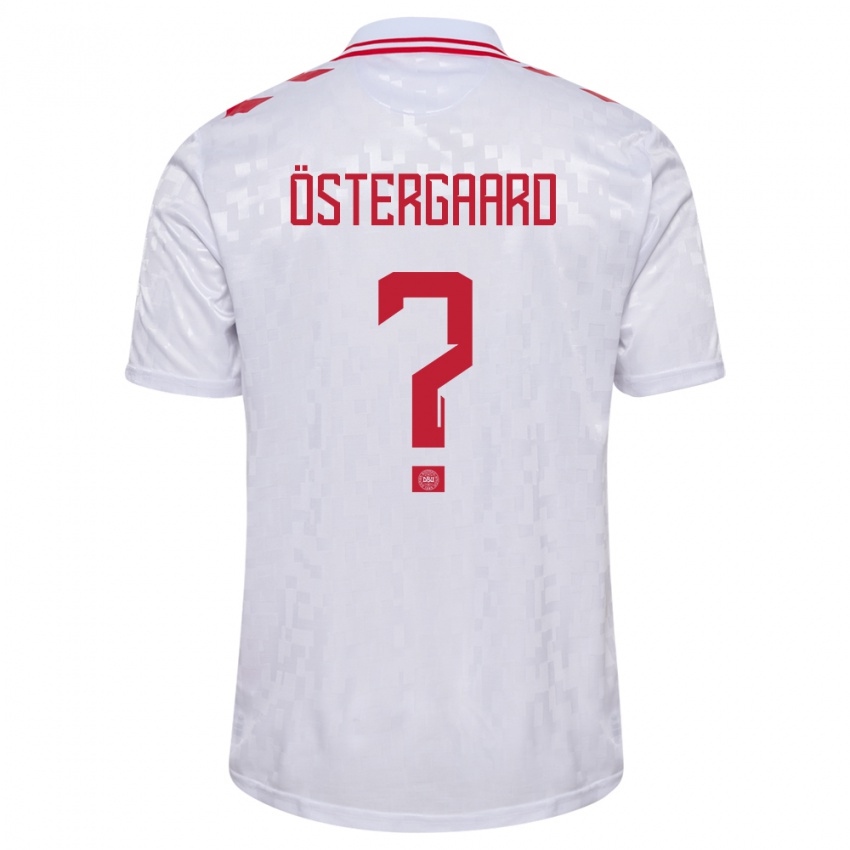 Hombre Camiseta Dinamarca Christian Östergaard #0 Blanco 2ª Equipación 24-26 La Camisa Argentina