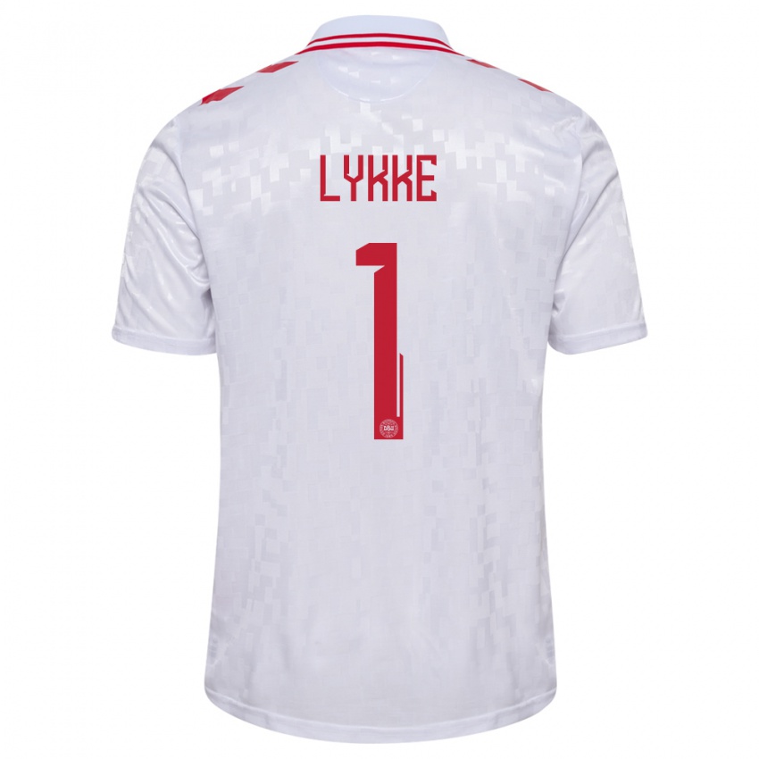 Hombre Camiseta Dinamarca William Lykke #1 Blanco 2ª Equipación 24-26 La Camisa Argentina