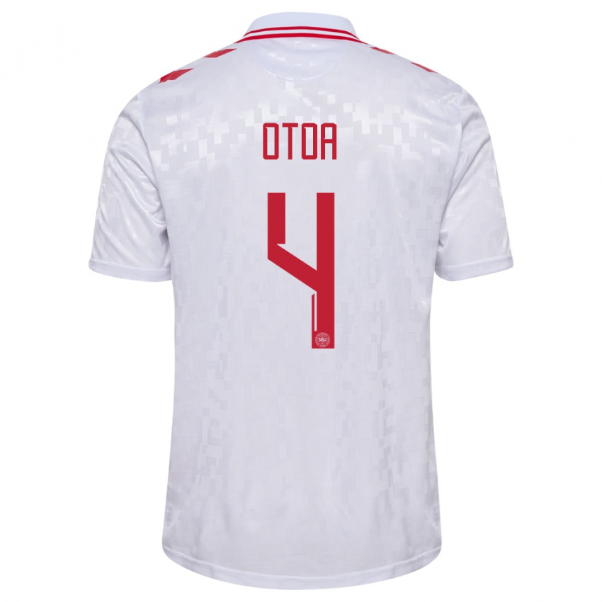 Hombre Camiseta Dinamarca Sebastian Otoa #4 Blanco 2ª Equipación 24-26 La Camisa Argentina