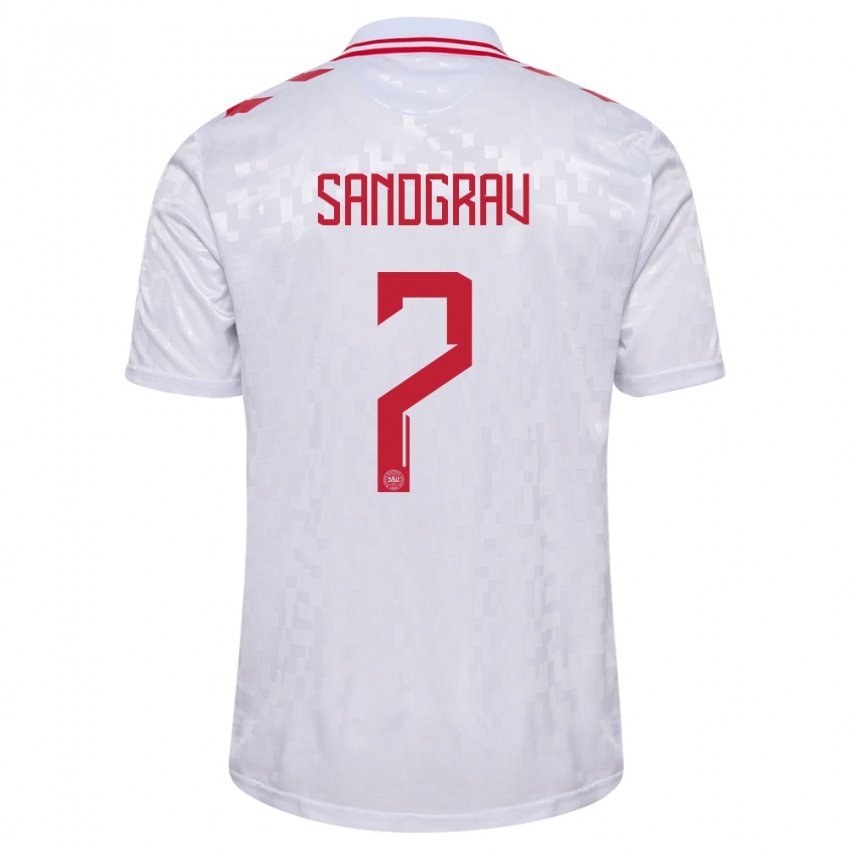 Hombre Camiseta Dinamarca Lauge Sandgrav #7 Blanco 2ª Equipación 24-26 La Camisa Argentina