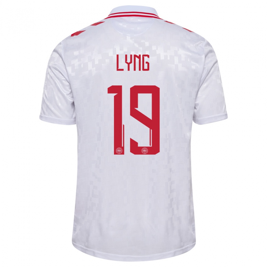 Hombre Camiseta Dinamarca Alexander Lyng #19 Blanco 2ª Equipación 24-26 La Camisa Argentina