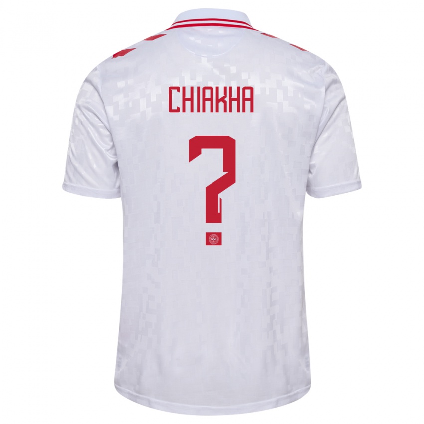 Hombre Camiseta Dinamarca Amin Chiakha #0 Blanco 2ª Equipación 24-26 La Camisa Argentina