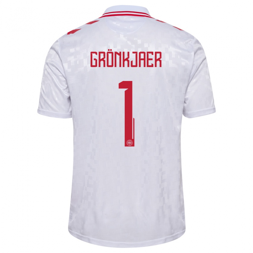 Hombre Camiseta Dinamarca Bertil Grönkjaer #1 Blanco 2ª Equipación 24-26 La Camisa Argentina