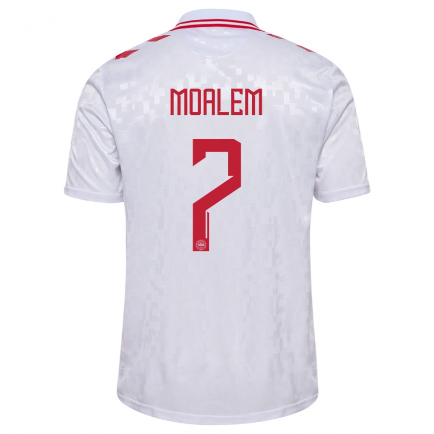 Hombre Camiseta Dinamarca Jonathan Moalem #7 Blanco 2ª Equipación 24-26 La Camisa Argentina