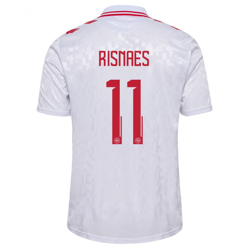 Hombre Camiseta Dinamarca Roberto Risnaes #11 Blanco 2ª Equipación 24-26 La Camisa Argentina