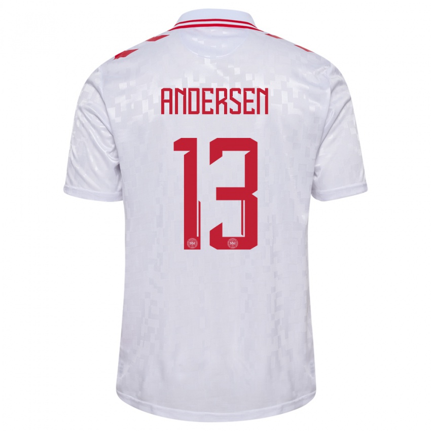 Hombre Camiseta Dinamarca Frej Andersen #13 Blanco 2ª Equipación 24-26 La Camisa Argentina