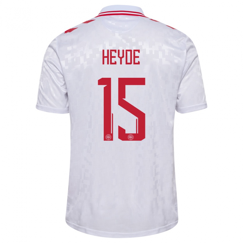 Hombre Camiseta Dinamarca Malte Heyde #15 Blanco 2ª Equipación 24-26 La Camisa Argentina