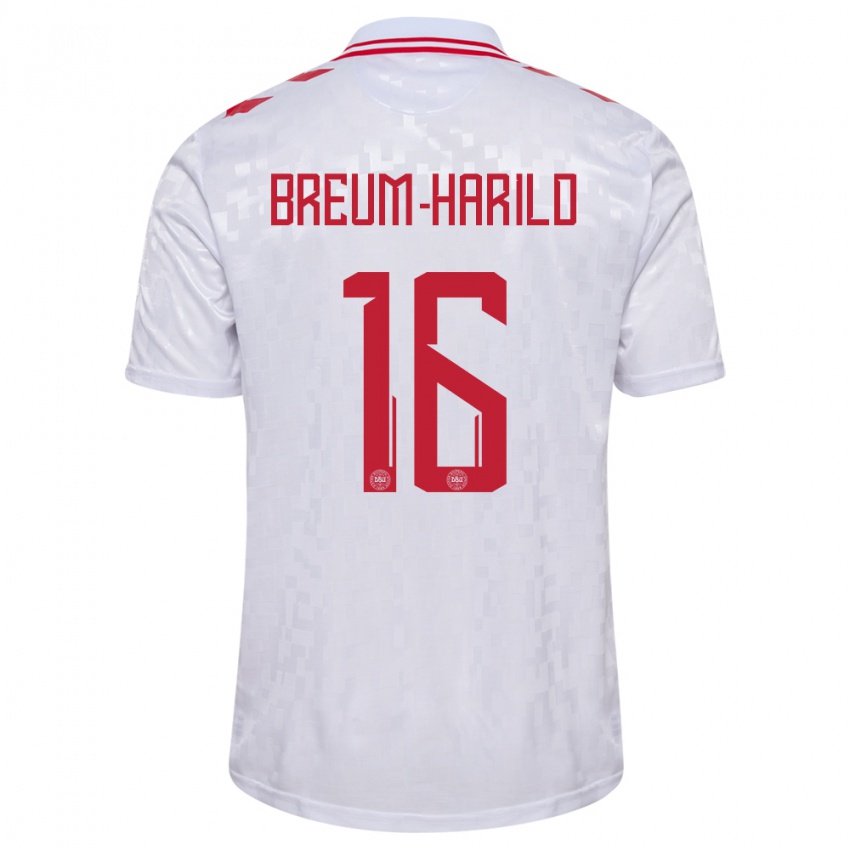 Hombre Camiseta Dinamarca Tobias Breum-Harild #16 Blanco 2ª Equipación 24-26 La Camisa Argentina