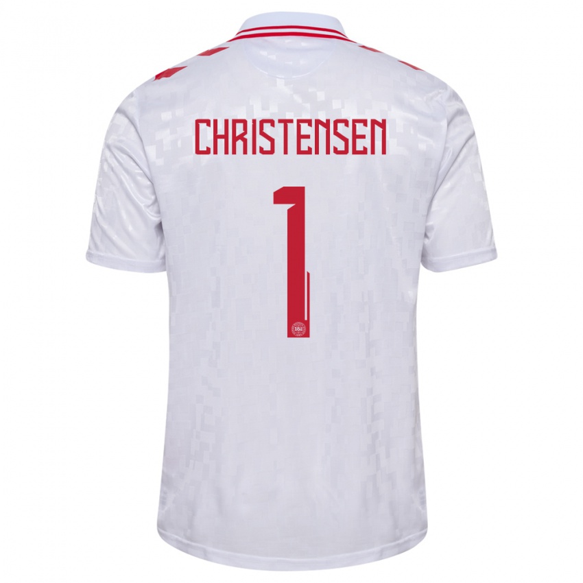 Hombre Camiseta Dinamarca Lene Christensen #1 Blanco 2ª Equipación 24-26 La Camisa Argentina