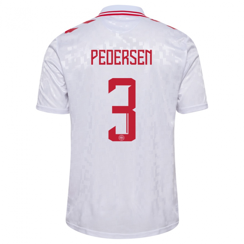 Hombre Camiseta Dinamarca Stine Ballisager Pedersen #3 Blanco 2ª Equipación 24-26 La Camisa Argentina