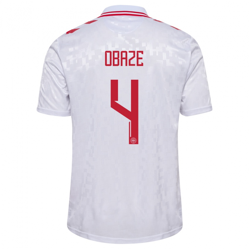 Hombre Camiseta Dinamarca Isabella Obaze #4 Blanco 2ª Equipación 24-26 La Camisa Argentina