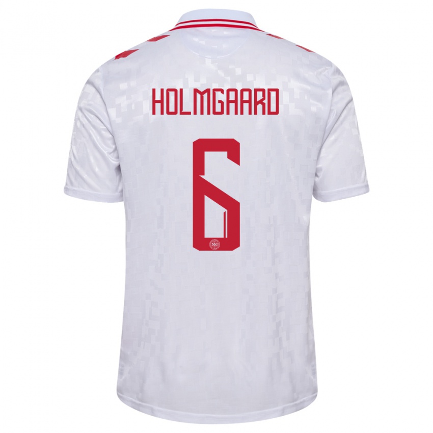 Hombre Camiseta Dinamarca Karen Holmgaard #6 Blanco 2ª Equipación 24-26 La Camisa Argentina
