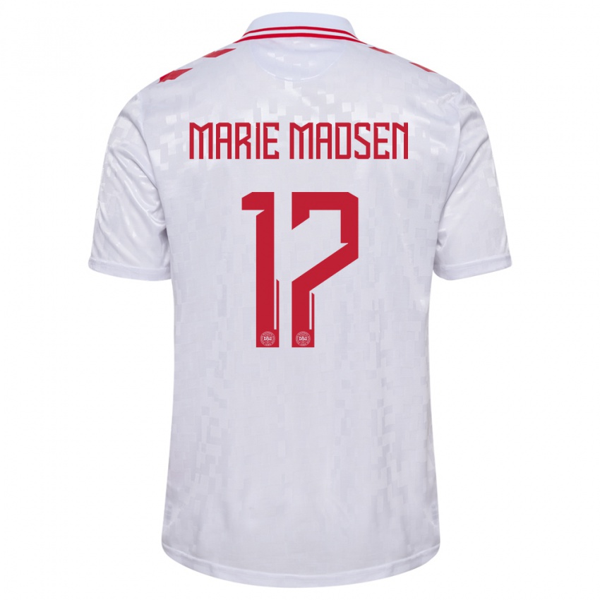 Hombre Camiseta Dinamarca Rikke Marie Madsen #17 Blanco 2ª Equipación 24-26 La Camisa Argentina