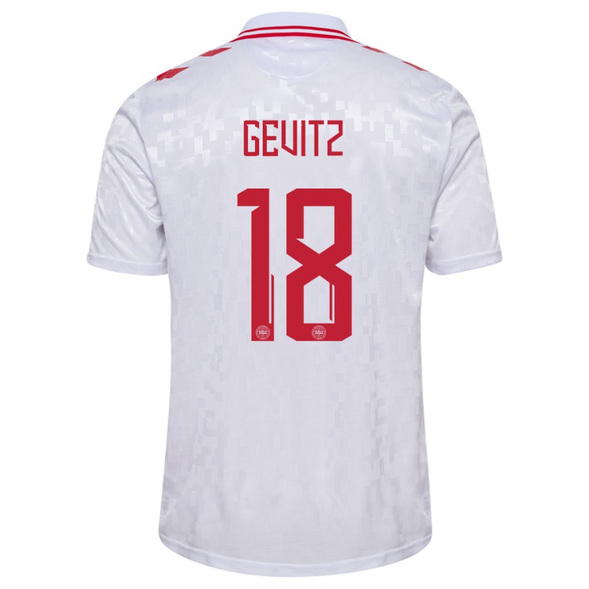 Hombre Camiseta Dinamarca Luna Gevitz #18 Blanco 2ª Equipación 24-26 La Camisa Argentina