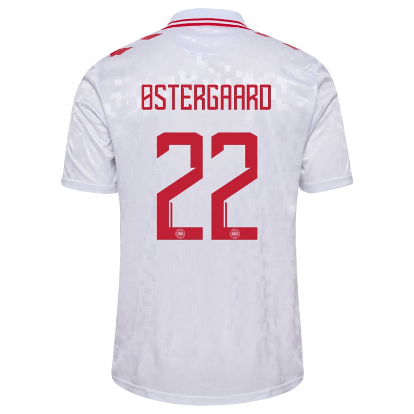 Hombre Camiseta Dinamarca Maja Bay Ostergaard #22 Blanco 2ª Equipación 24-26 La Camisa Argentina