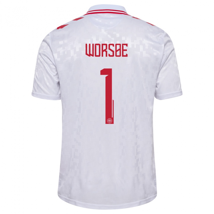 Hombre Camiseta Dinamarca Laura Worsoe #1 Blanco 2ª Equipación 24-26 La Camisa Argentina