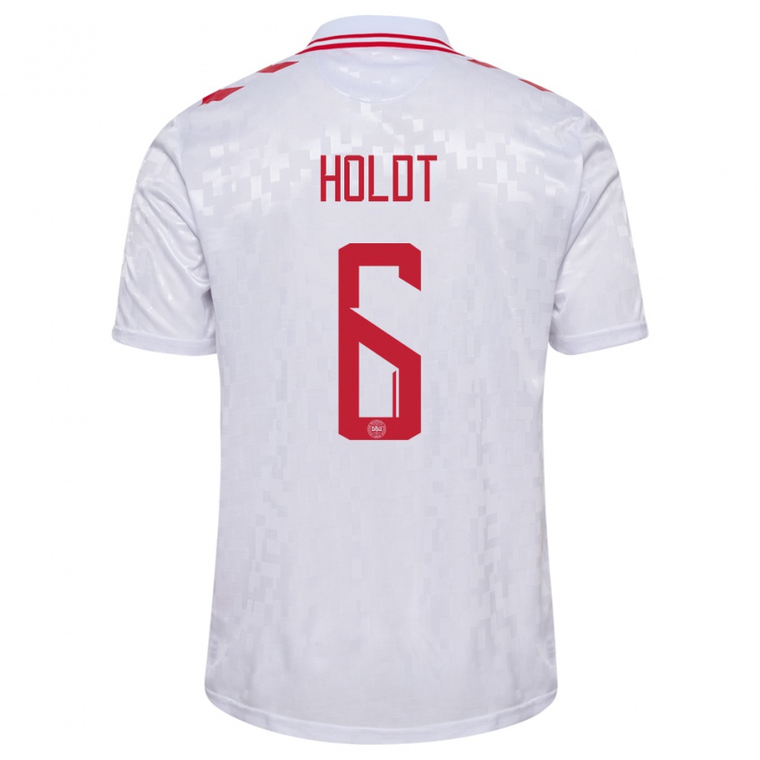 Hombre Camiseta Dinamarca Olivia Holdt #6 Blanco 2ª Equipación 24-26 La Camisa Argentina