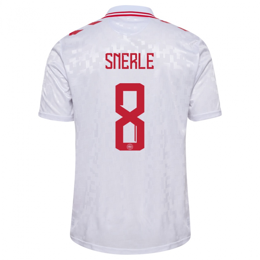 Hombre Camiseta Dinamarca Emma Snerle #8 Blanco 2ª Equipación 24-26 La Camisa Argentina