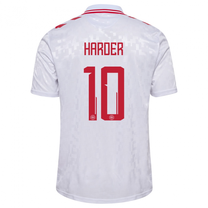 Hombre Camiseta Dinamarca Pernille Harder #10 Blanco 2ª Equipación 24-26 La Camisa Argentina