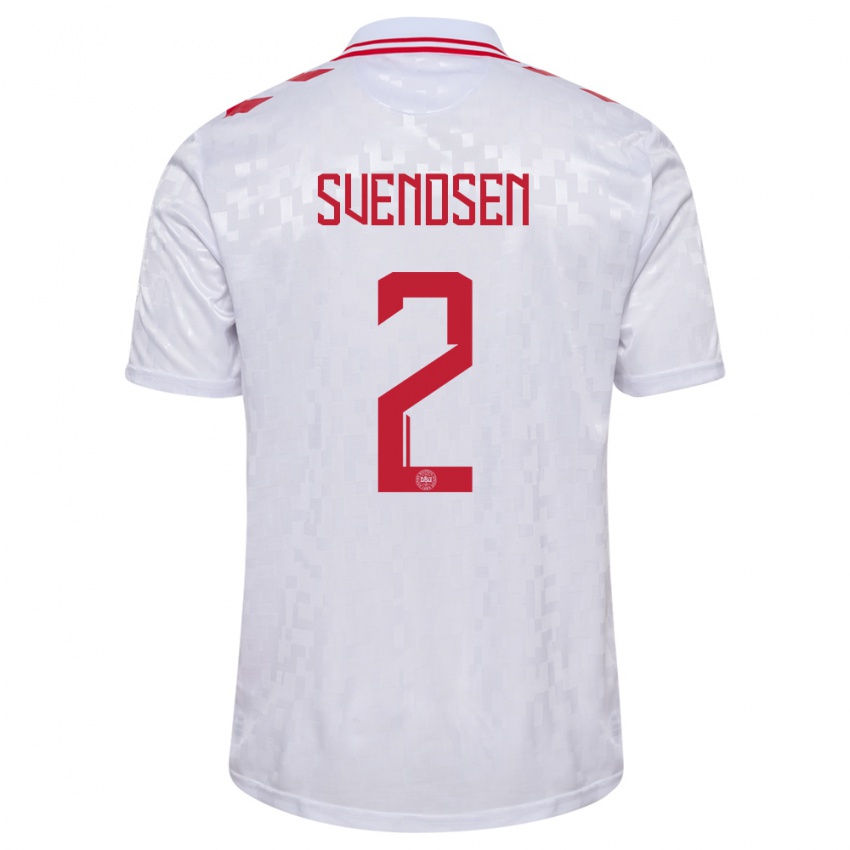 Hombre Camiseta Dinamarca Oliver Svendsen #2 Blanco 2ª Equipación 24-26 La Camisa Argentina