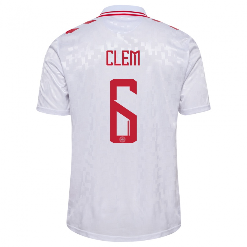 Hombre Camiseta Dinamarca William Clem #6 Blanco 2ª Equipación 24-26 La Camisa Argentina