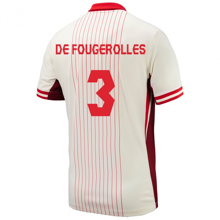 Hombre Camiseta Canadá Luc De Fougerolles #3 Blanco 2ª Equipación 24-26 La Camisa Argentina