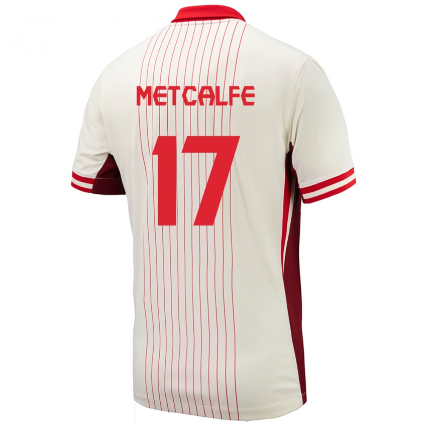 Hombre Camiseta Canadá Patrick Metcalfe #17 Blanco 2ª Equipación 24-26 La Camisa Argentina