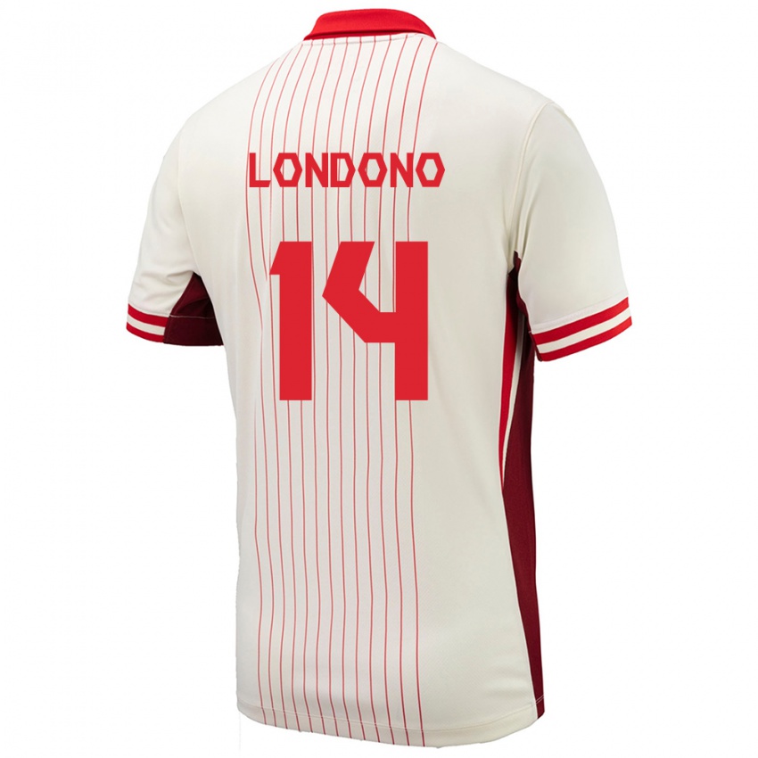 Hombre Camiseta Canadá Tyler Londono #14 Blanco 2ª Equipación 24-26 La Camisa Argentina