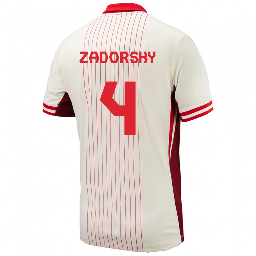 Hombre Camiseta Canadá Shelina Zadorsky #4 Blanco 2ª Equipación 24-26 La Camisa Argentina