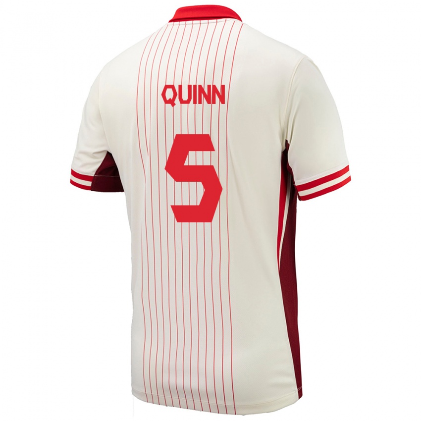 Hombre Camiseta Canadá Quinn #5 Blanco 2ª Equipación 24-26 La Camisa Argentina