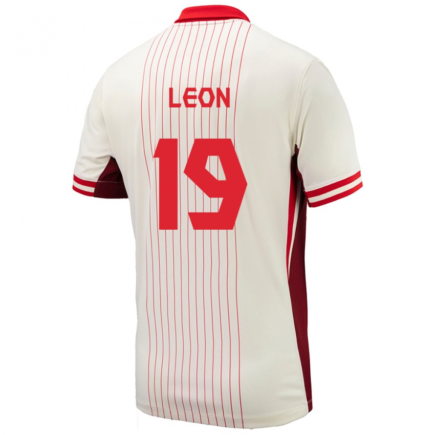 Hombre Camiseta Canadá Adriana Leon #19 Blanco 2ª Equipación 24-26 La Camisa Argentina