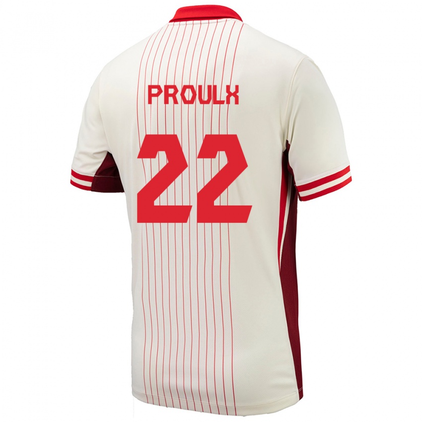 Hombre Camiseta Canadá Lysianne Proulx #22 Blanco 2ª Equipación 24-26 La Camisa Argentina