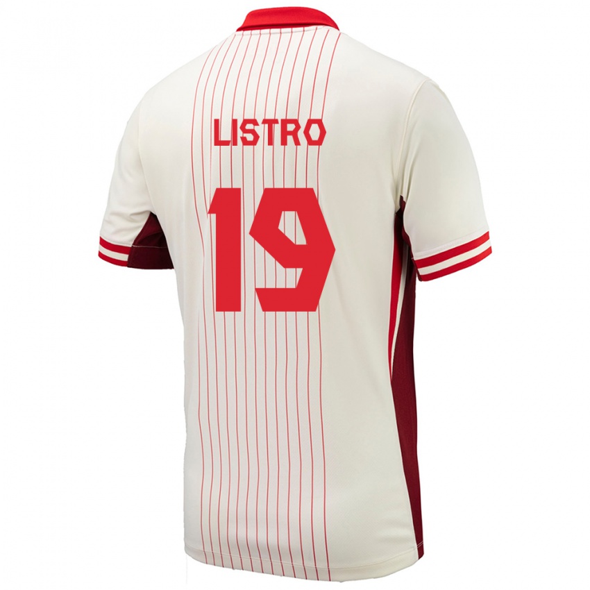 Hombre Camiseta Canadá Jordyn Listro #19 Blanco 2ª Equipación 24-26 La Camisa Argentina