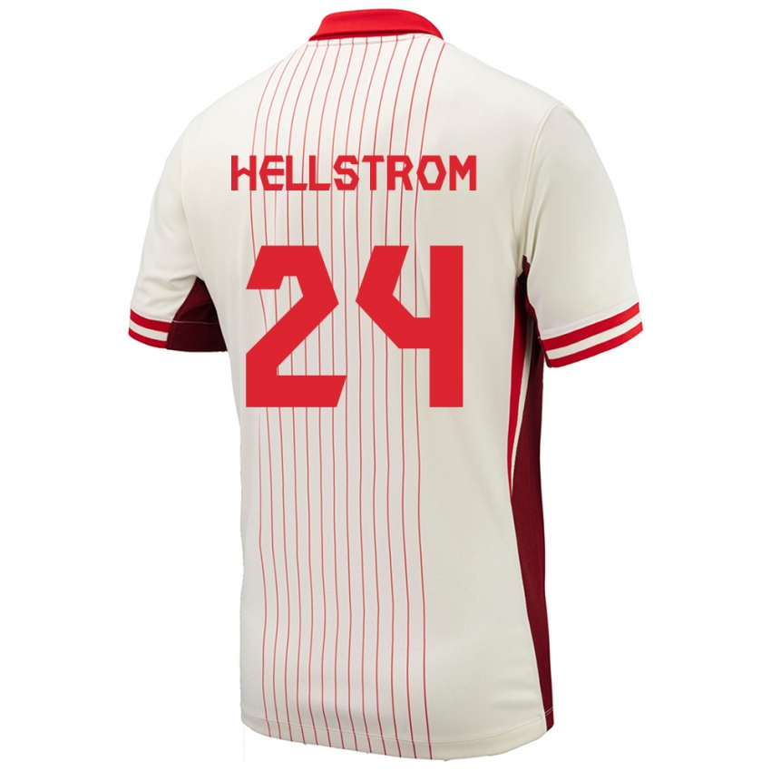 Hombre Camiseta Canadá Jenna Hellstrom #24 Blanco 2ª Equipación 24-26 La Camisa Argentina