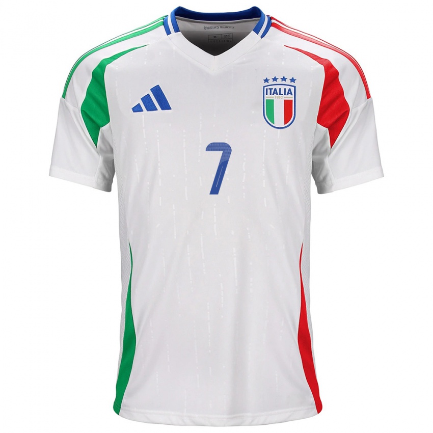 Hombre Camiseta Italia Davide Frattesi #7 Blanco 2ª Equipación 24-26 La Camisa Argentina