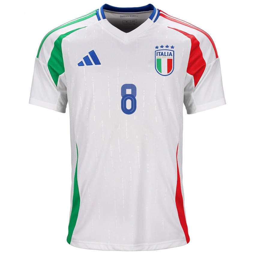 Hombre Camiseta Italia Luca Di Maggio #8 Blanco 2ª Equipación 24-26 La Camisa Argentina