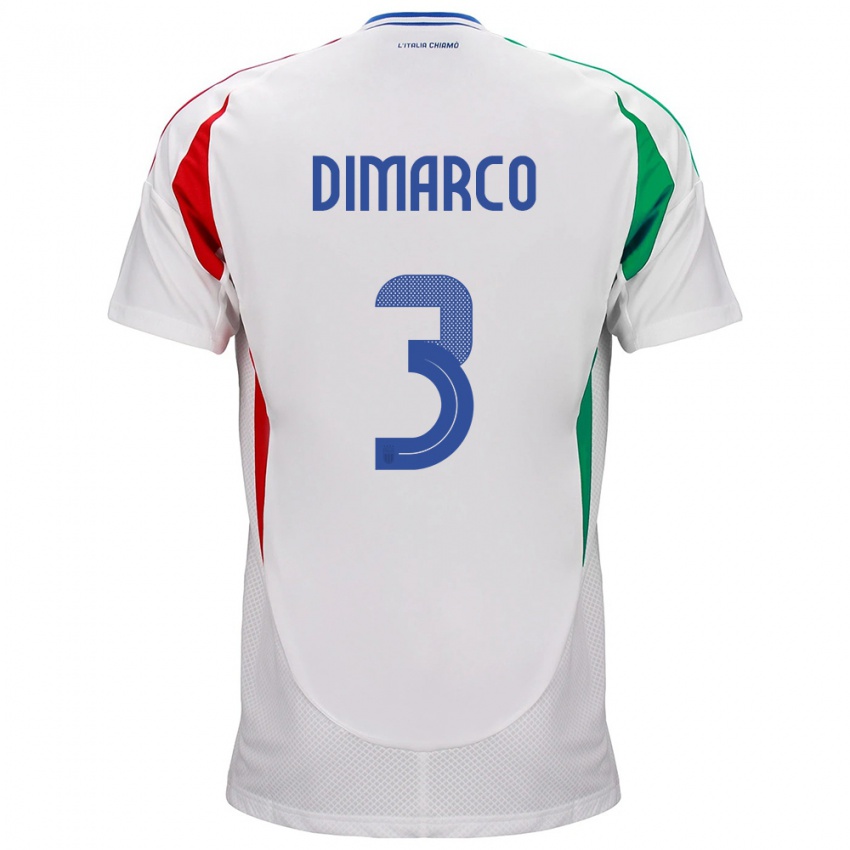 Hombre Camiseta Italia Federico Dimarco #3 Blanco 2ª Equipación 24-26 La Camisa Argentina
