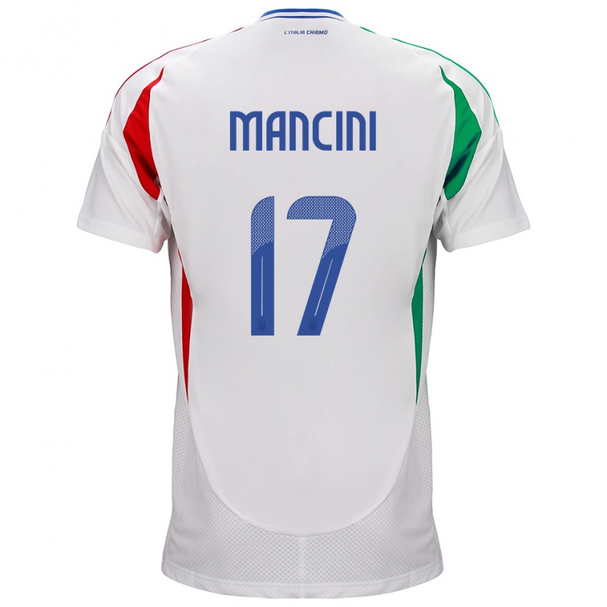 Hombre Camiseta Italia Gianluca Mancini #17 Blanco 2ª Equipación 24-26 La Camisa Argentina