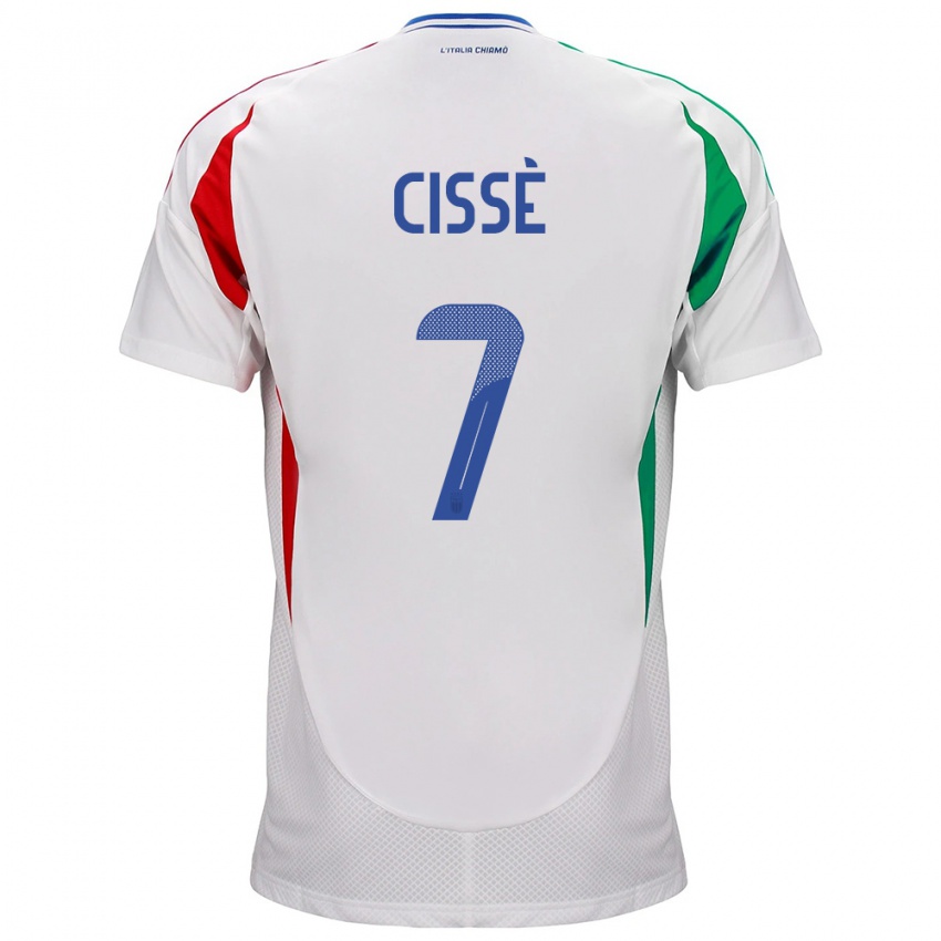 Hombre Camiseta Italia Alphadjo Cissè #7 Blanco 2ª Equipación 24-26 La Camisa Argentina