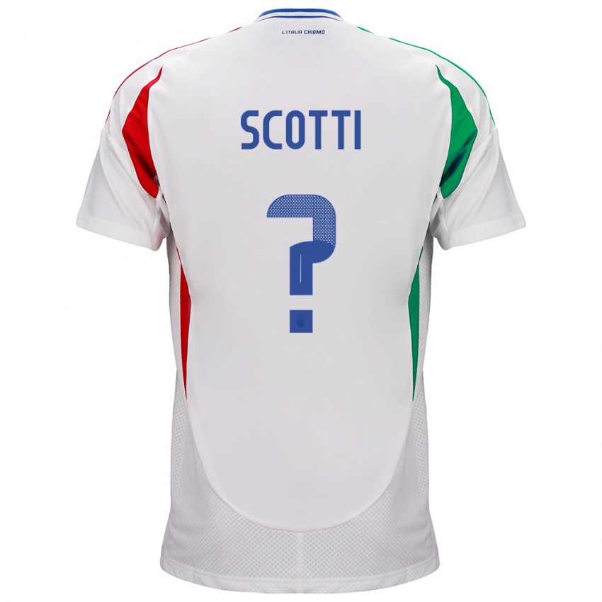 Hombre Camiseta Italia Filippo Scotti #0 Blanco 2ª Equipación 24-26 La Camisa Argentina