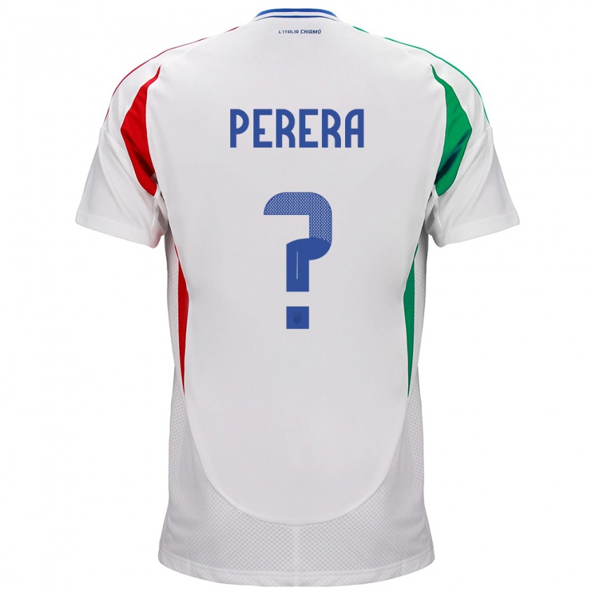 Hombre Camiseta Italia Nirash Perera #0 Blanco 2ª Equipación 24-26 La Camisa Argentina