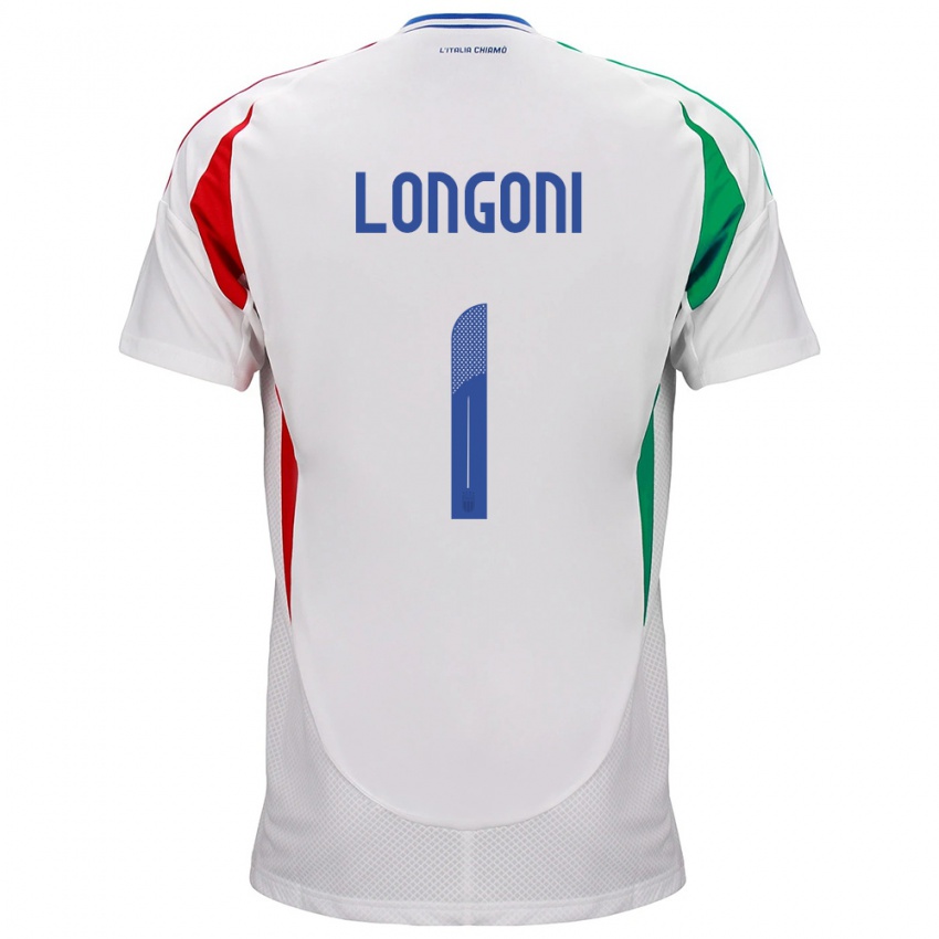 Hombre Camiseta Italia Alessandro Longoni #1 Blanco 2ª Equipación 24-26 La Camisa Argentina