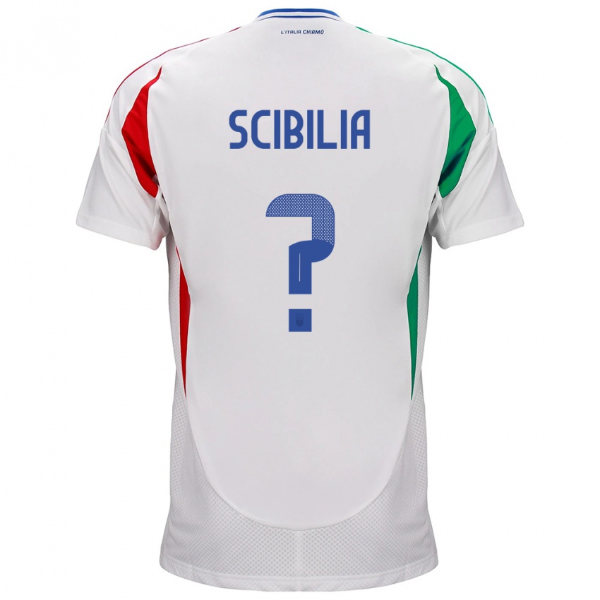 Hombre Camiseta Italia Dylan Scibilia #0 Blanco 2ª Equipación 24-26 La Camisa Argentina