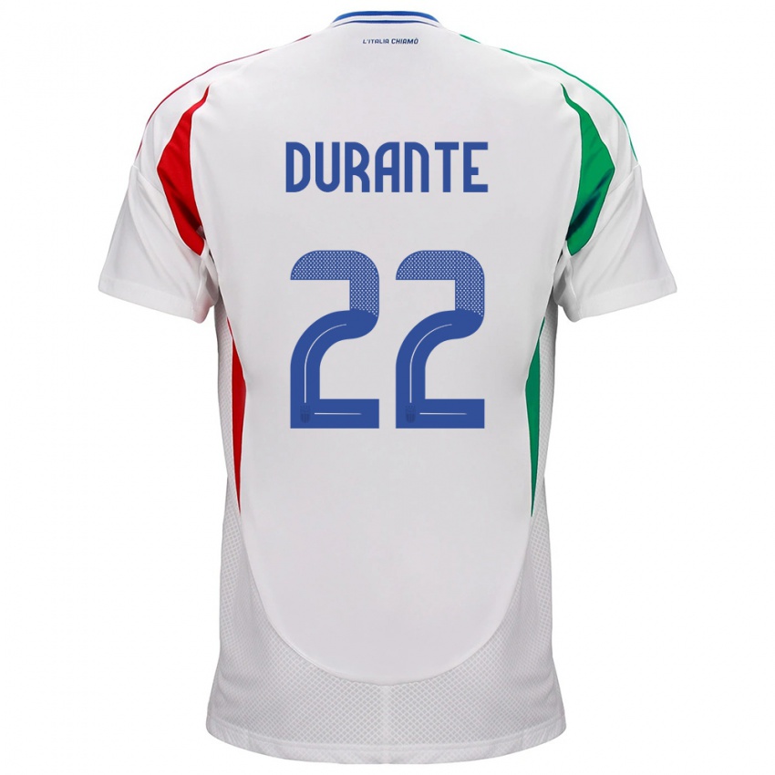 Hombre Camiseta Italia Francesca Durante #22 Blanco 2ª Equipación 24-26 La Camisa Argentina