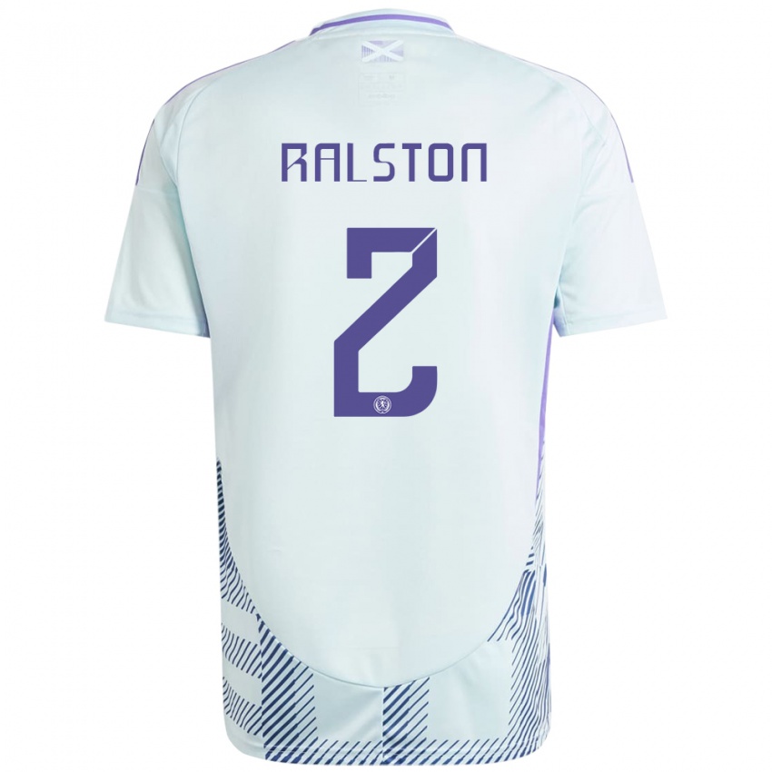 Hombre Camiseta Escocia Anthony Ralston #2 Azul Menta Claro 2ª Equipación 24-26 La Camisa Argentina