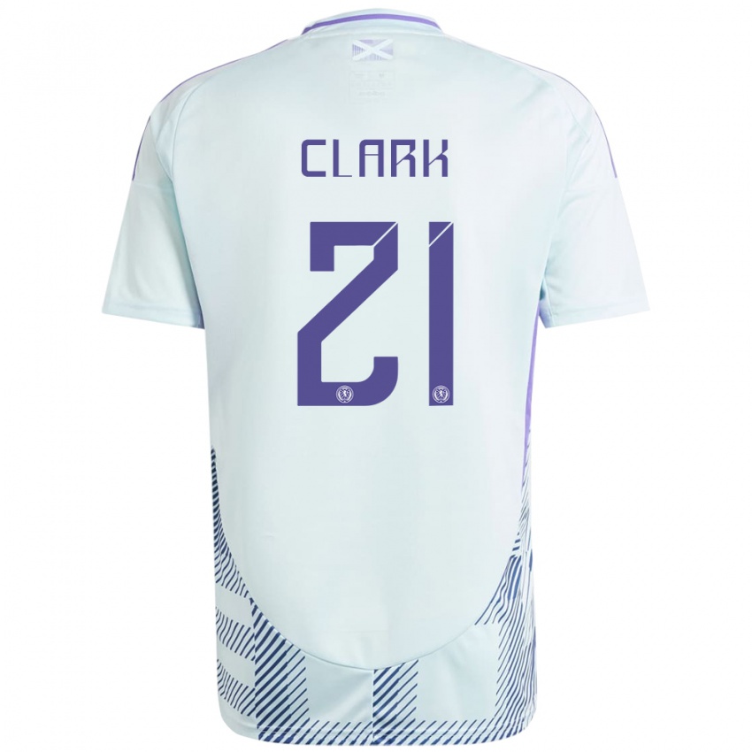 Hombre Camiseta Escocia Zander Clark #21 Azul Menta Claro 2ª Equipación 24-26 La Camisa Argentina