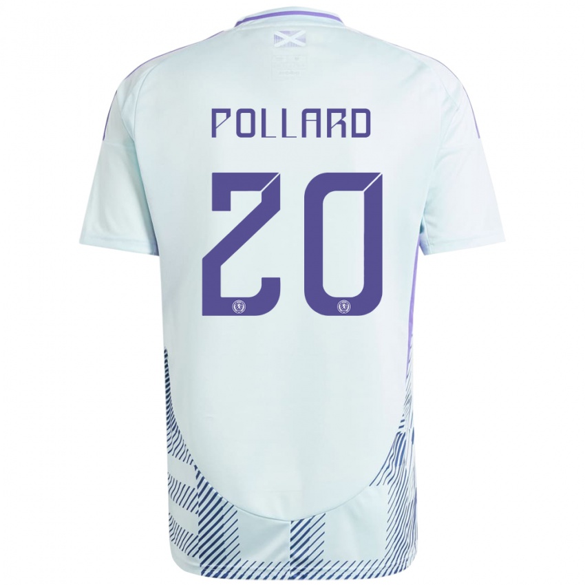 Hombre Camiseta Escocia Lancelot Pollard #20 Azul Menta Claro 2ª Equipación 24-26 La Camisa Argentina